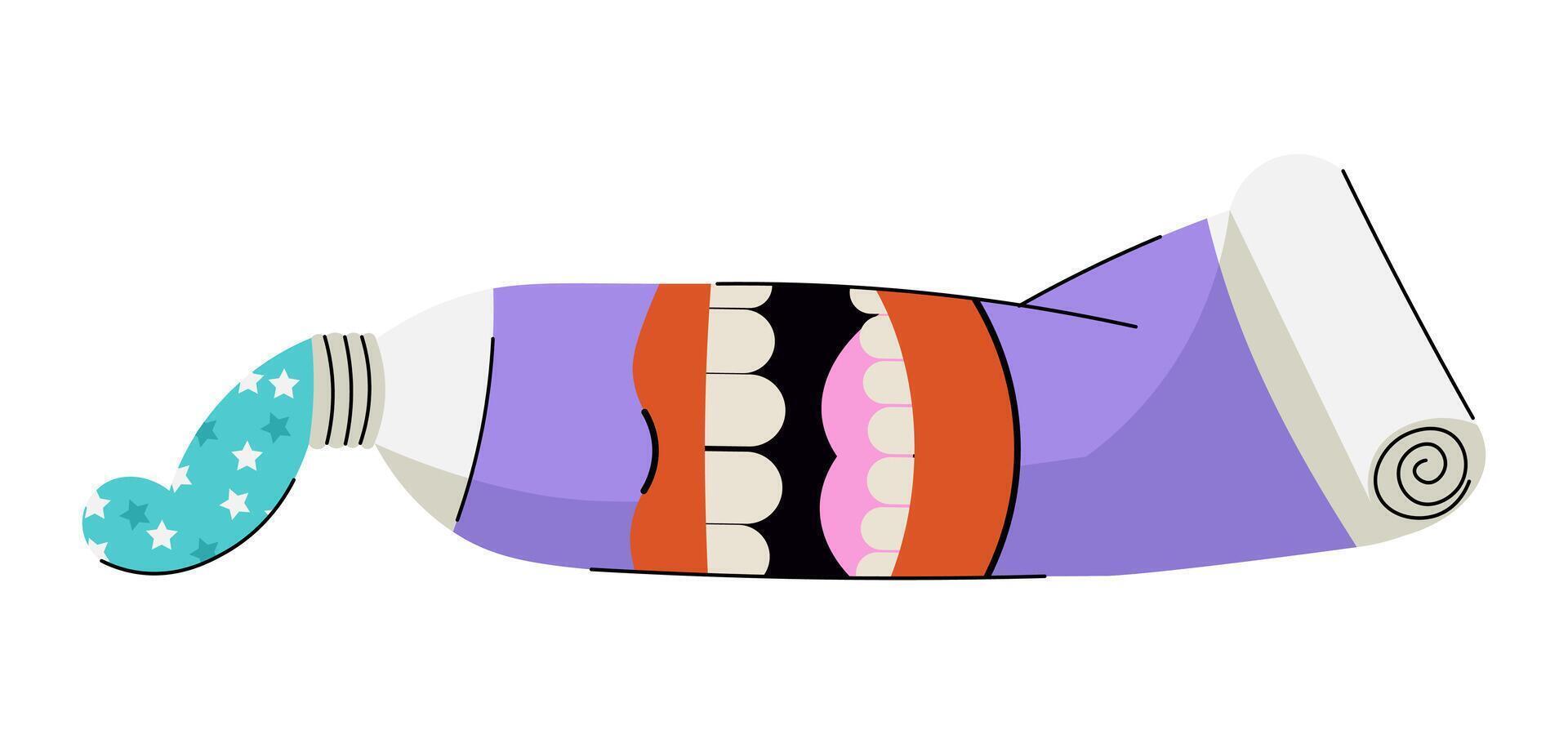 A creative illustration showing a toothpaste tube with teeth highlighting dental hygiene in a flat and abstract style perfect for modern and innovative designs vector