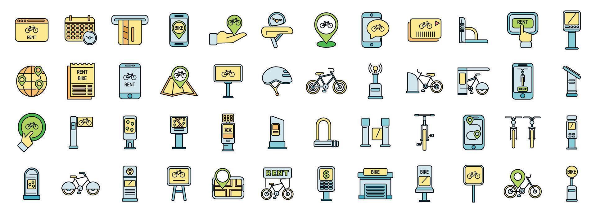 Businessman renting bicycle using sharing service app on smartphone vector