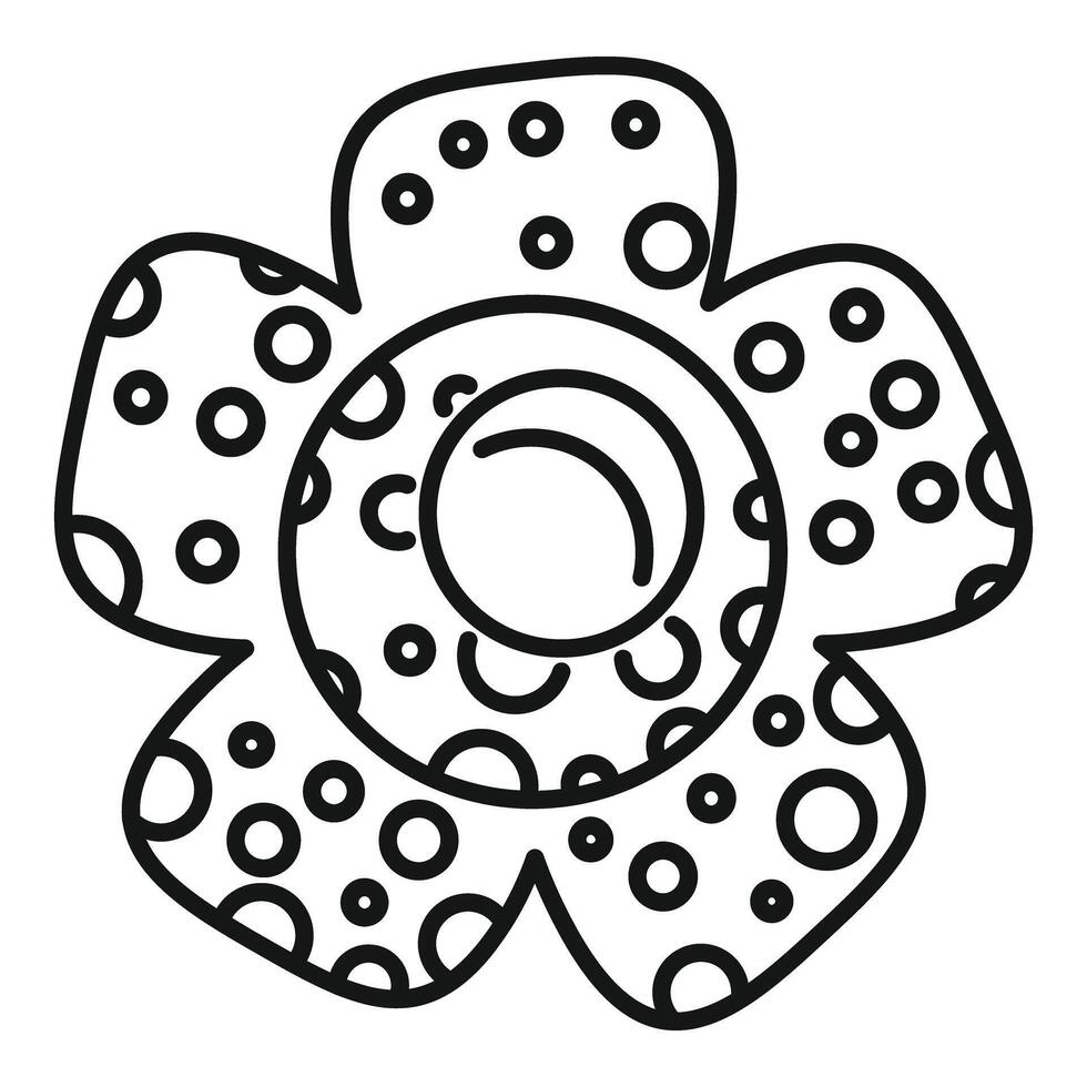 Black and white flower power icon showing flower with petals covered in circles vector