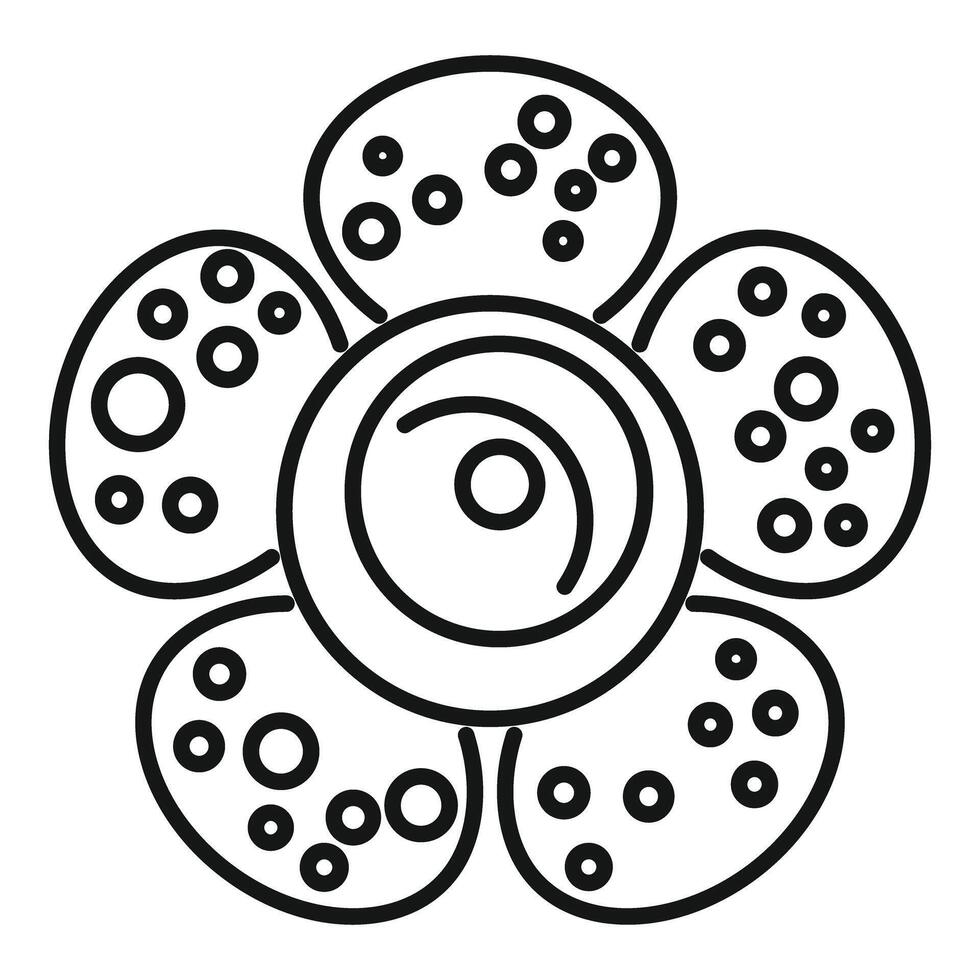 Nanotechnology icon, flower made of circles forming a spiral in the center vector