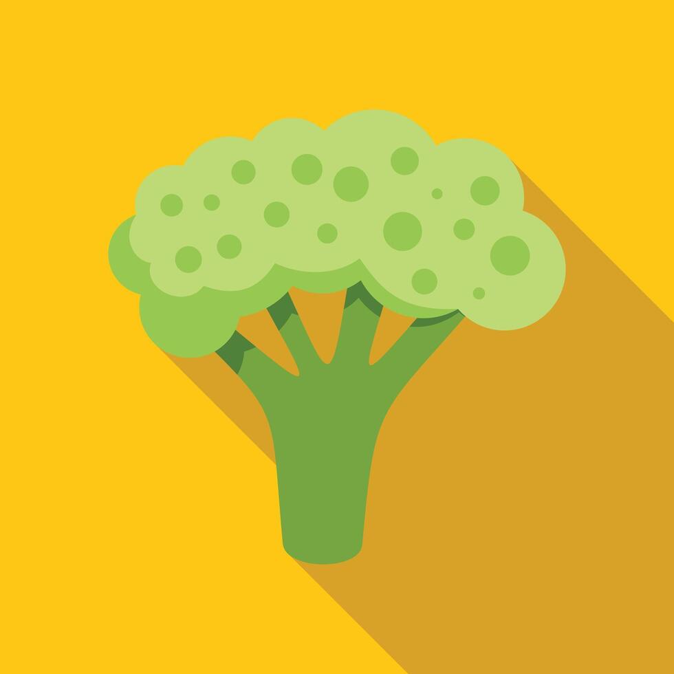Fresh green broccoli florets growing healthy food icon vector