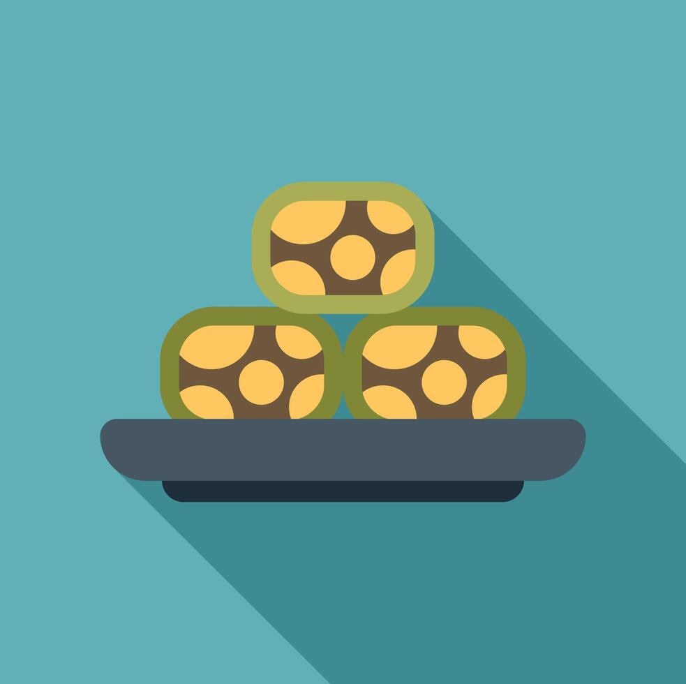 Turkish delight lokum on a plate with long shadow vector