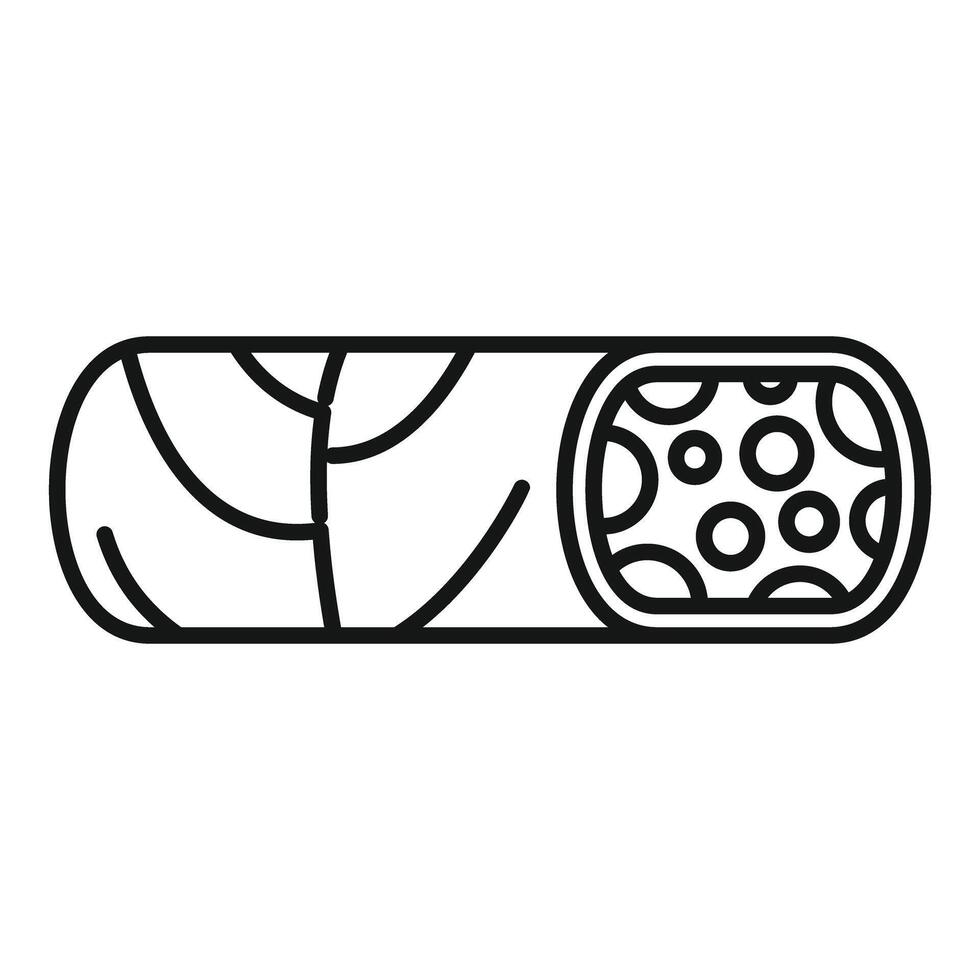 Cuban cigar showing tobacco leaves inside line icon vector