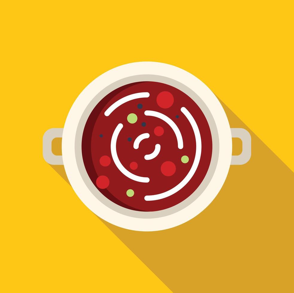 Delicious soup dish served on yellow background minimalist illustration vector