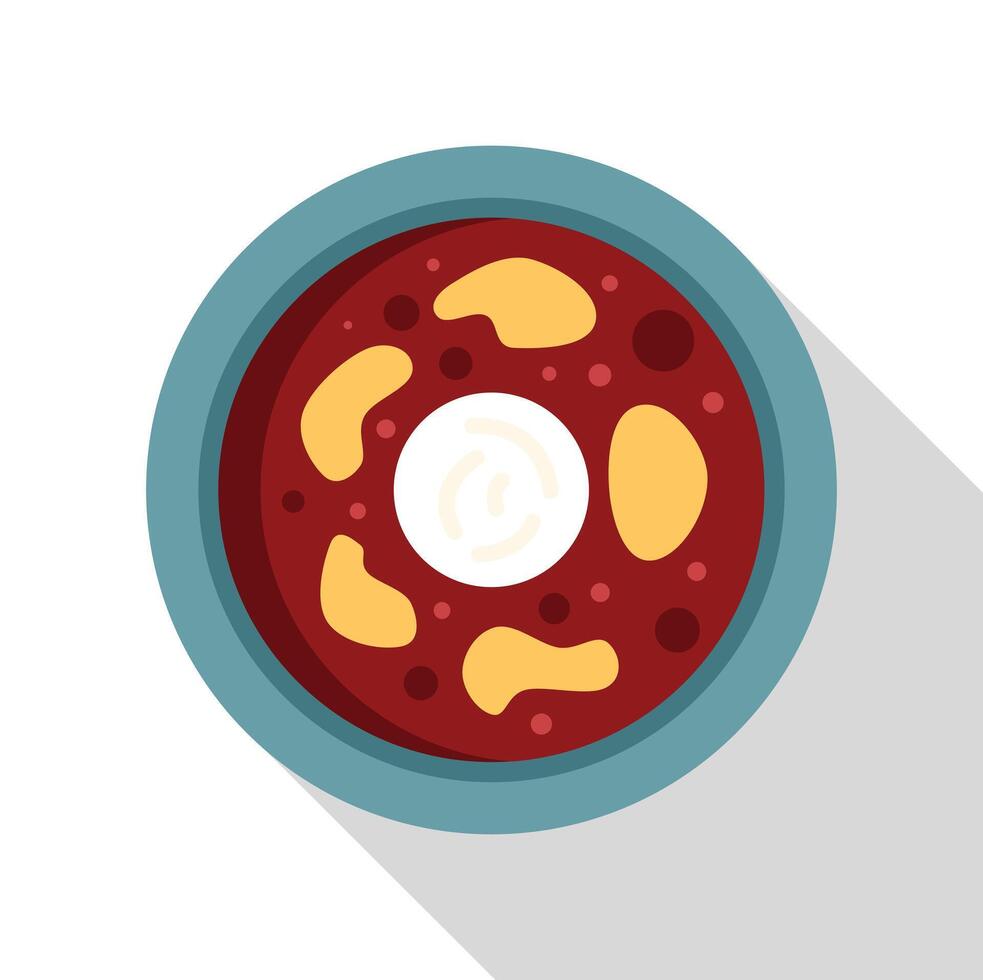 Ukrainian borscht soup with sour cream and potatoes on white background vector