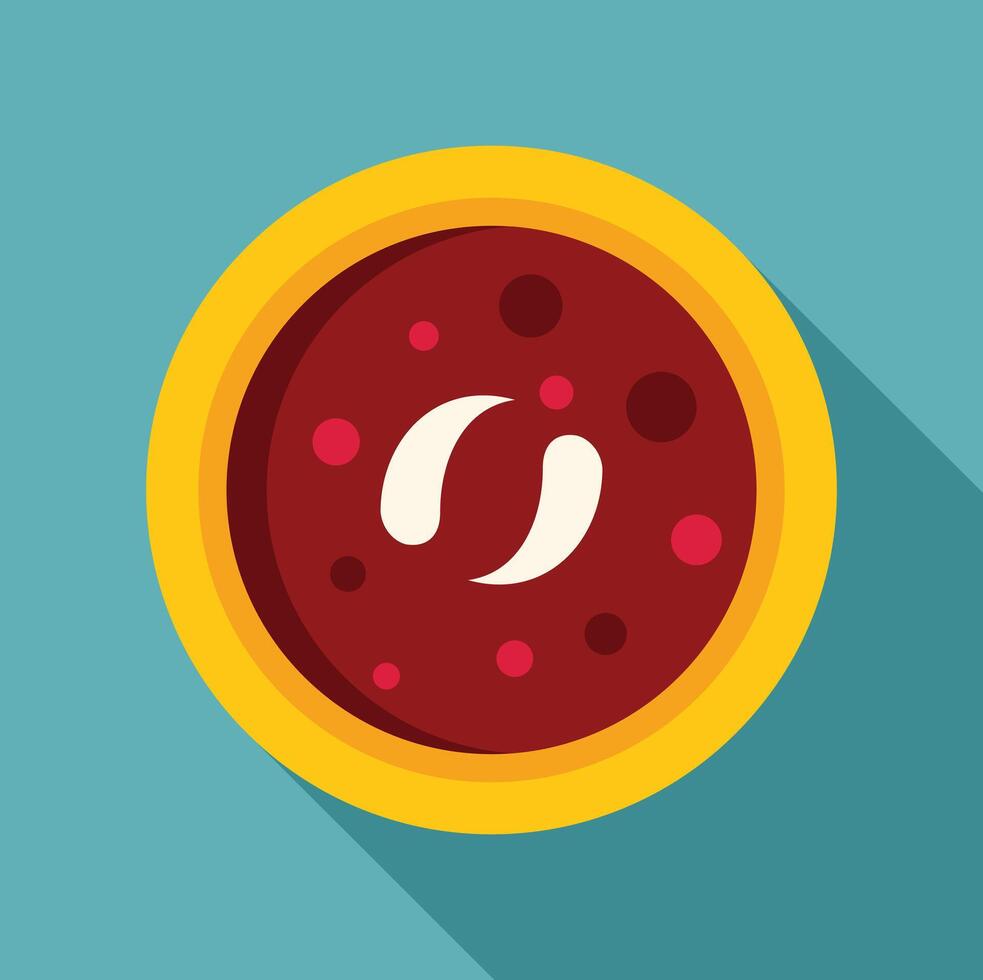 Red bean soup in yellow bowl with long shadow vector