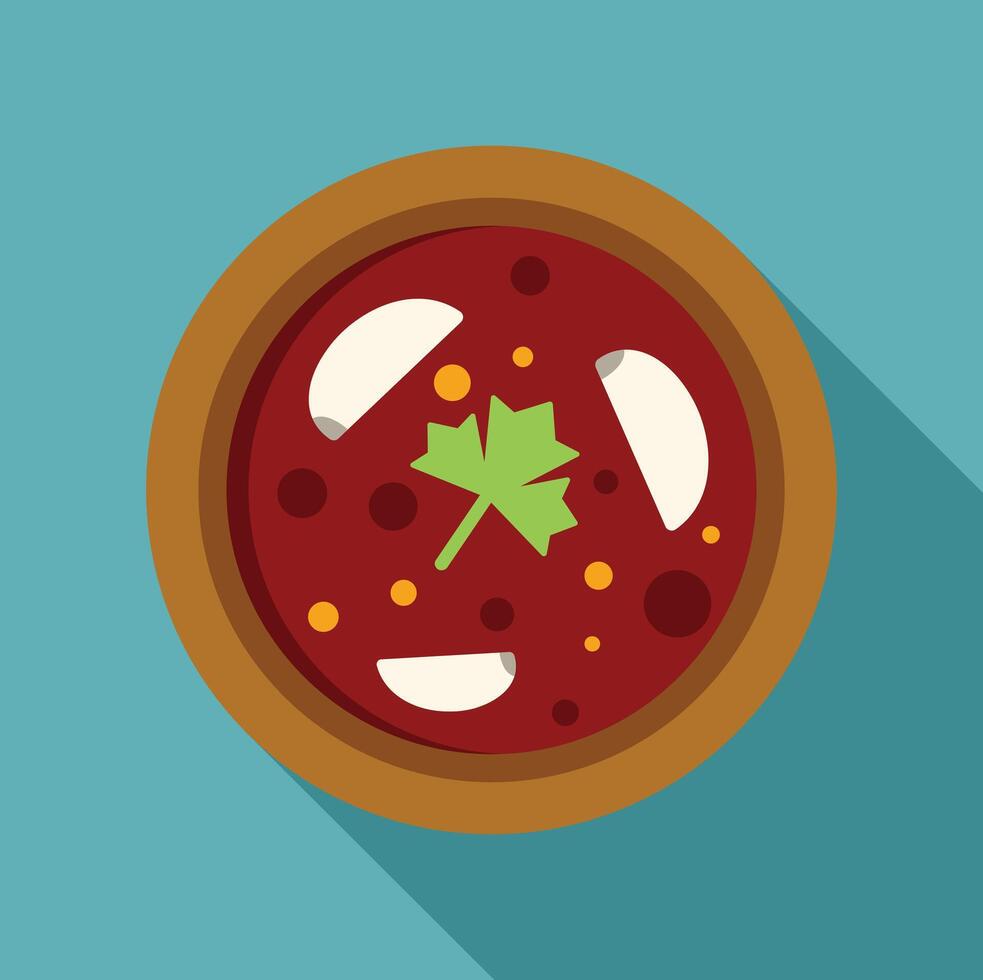 Traditional ukrainian borscht soup with sour cream and parsley in a clay pot vector