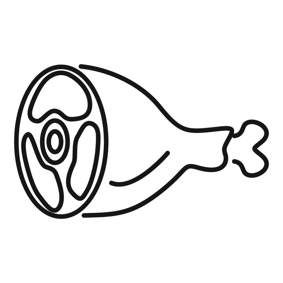 Pork ham leg drawing displaying cross section vector