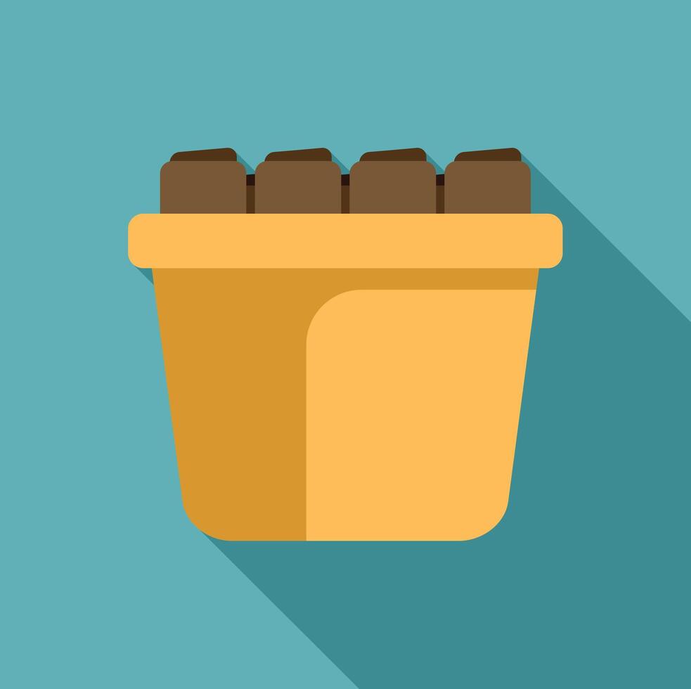 Rectangular yellow pot holding five seedlings growing under a grow light vector