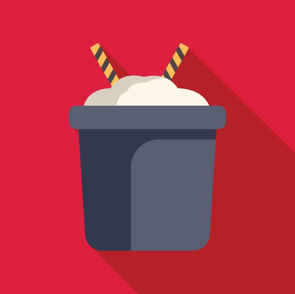 Large soda cup with whipped cream and two straws on red background vector