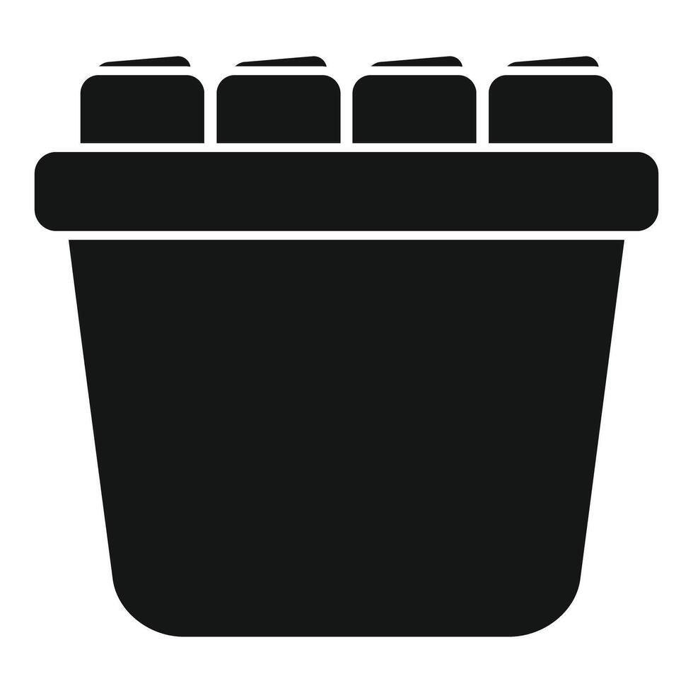 Black glyph style icon of a beer cooler filled with ice cold drinks vector