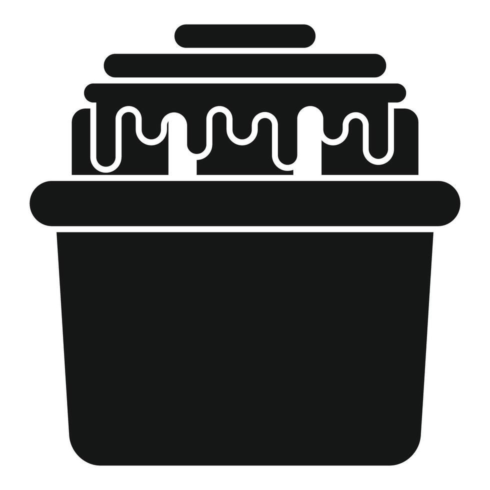 Laundry basket full of clothes soaking in detergent icon vector