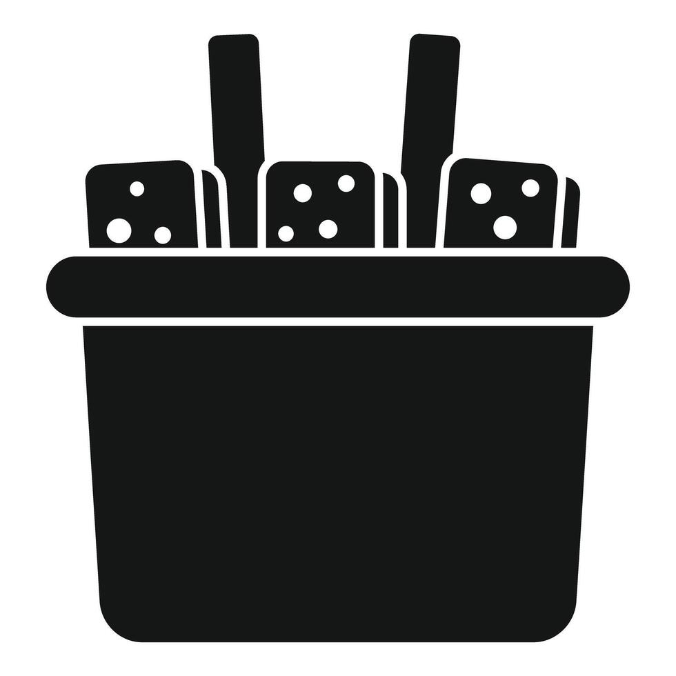 Dominoes game pieces falling into container icon vector