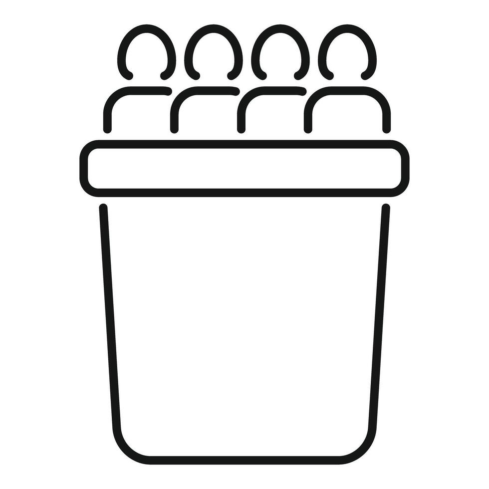 Office workers group in trash bin business concept icon outline vector