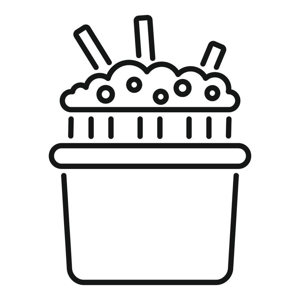 Line icon style illustration of popcorn overflowing a bucket vector