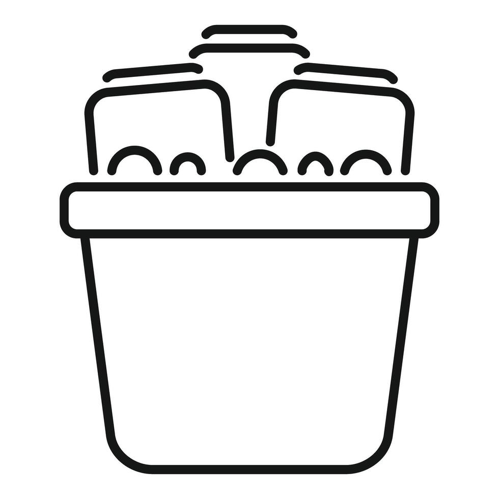 Office trash bin full of crumpled paper throwing out ideas concept icon vector