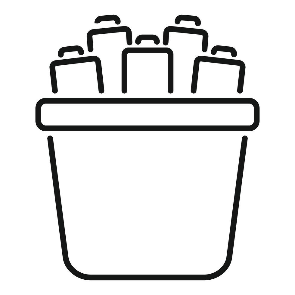 Battery recycling container with accumulators being collected for safe disposal vector