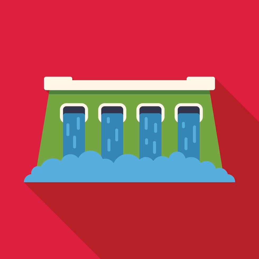 Hydroelectric power plant generating renewable energy with water dam vector