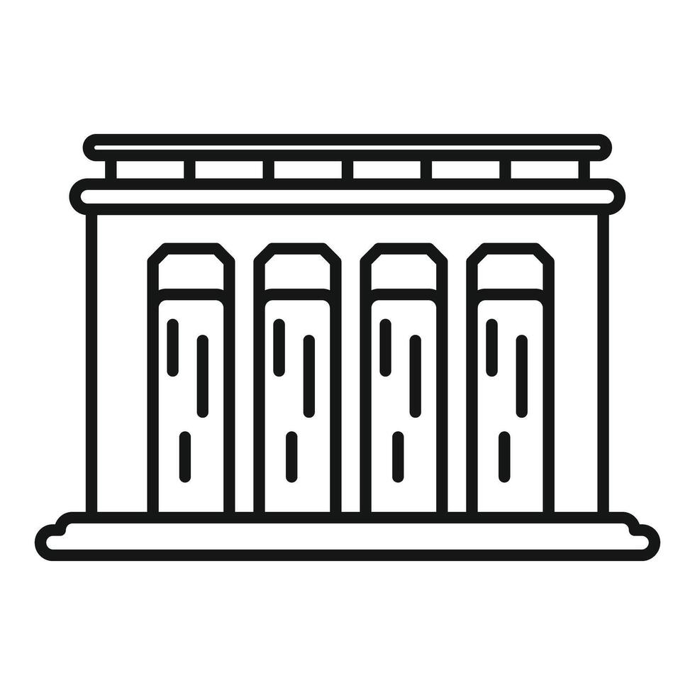 Building with columns facade thin line icon vector