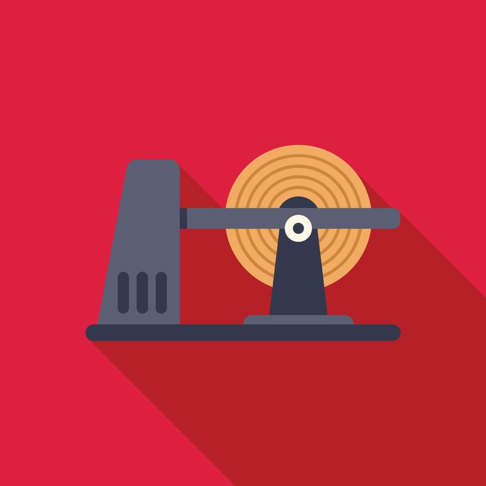 Industrial cable winding machine on red background with long shadow vector