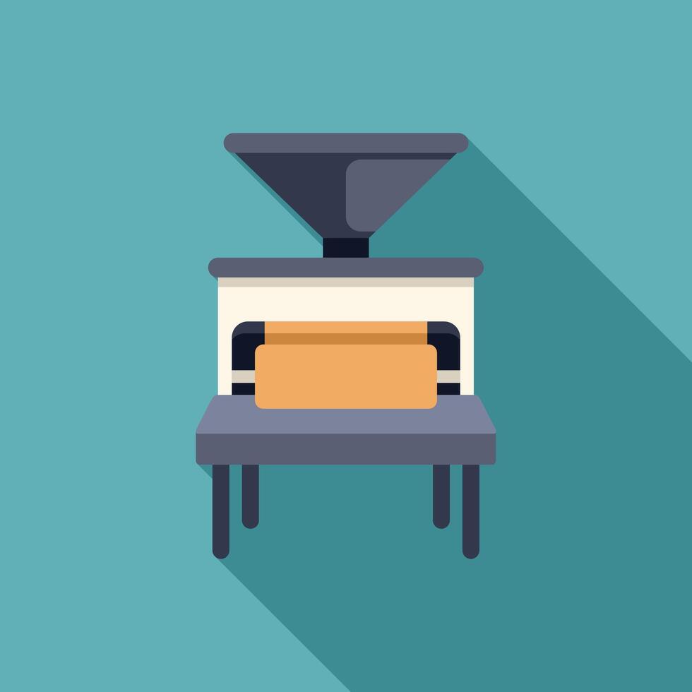 Industrial bread making machine placing dough in container vector