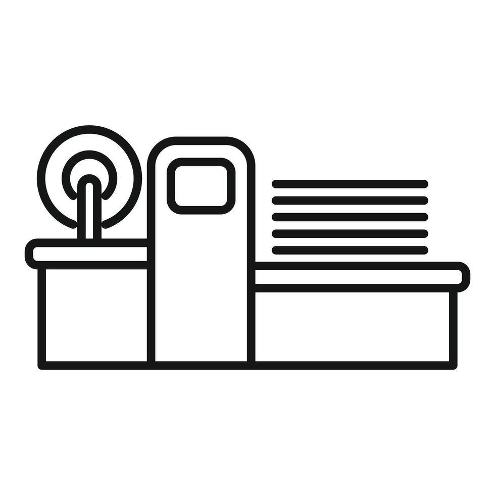 Wood processing machine cutting wooden planks icon vector
