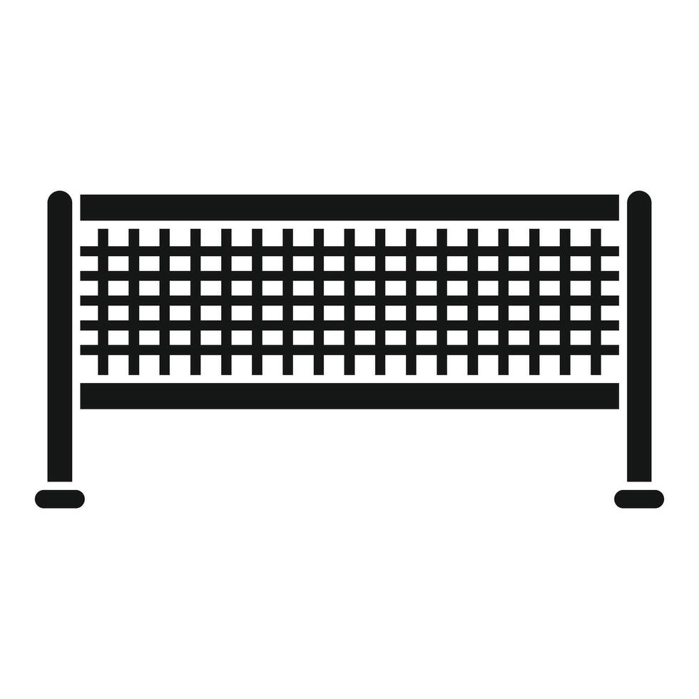 Tennis net separating players on court during match point in simple style vector