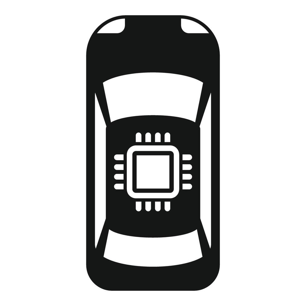 Smart car top view icon showing cpu and automobile body vector
