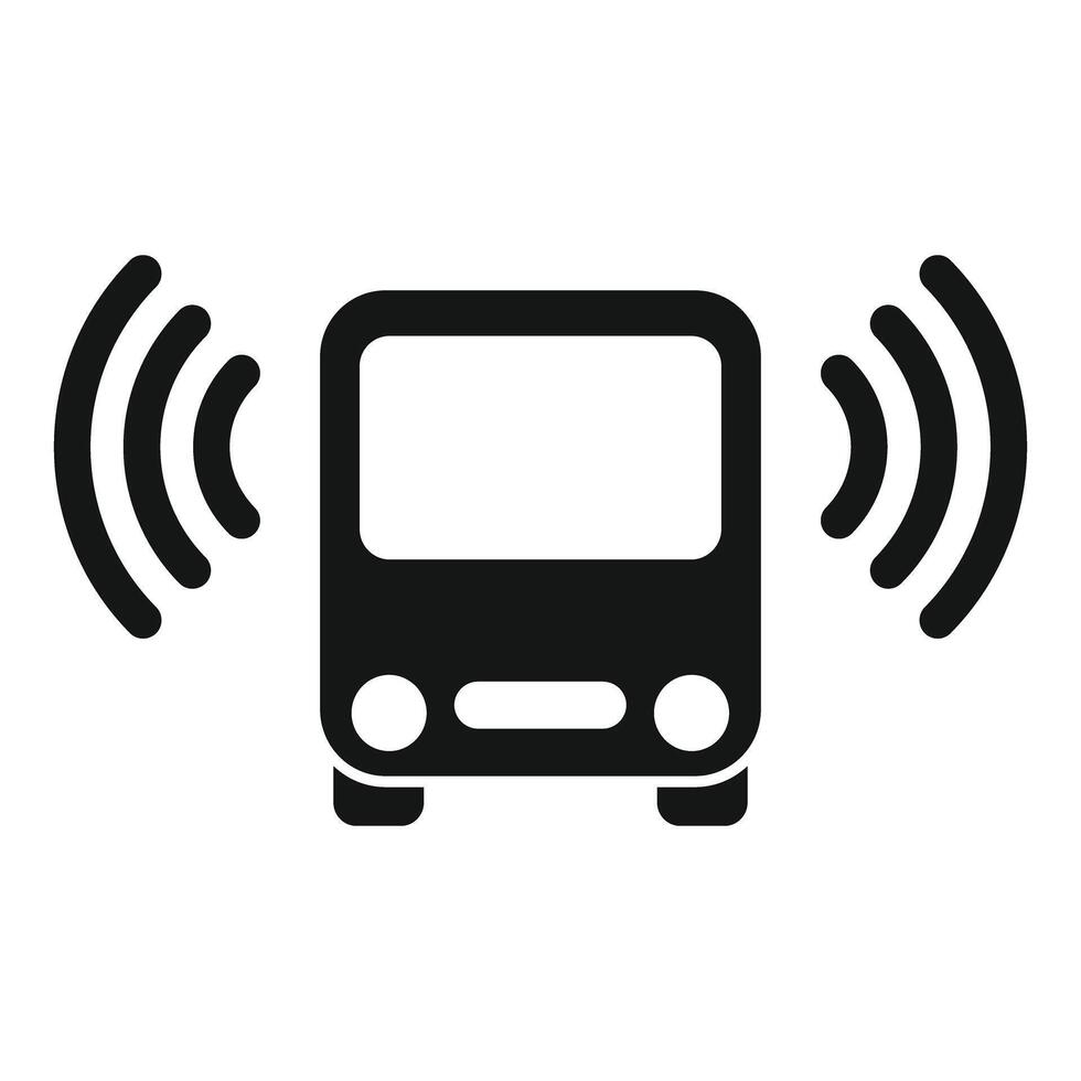 Black glyph bus sending and receiving signals icon vector