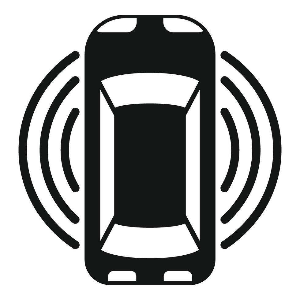 Smart car parking sensor icon showing autonomous vehicle using radar technology vector
