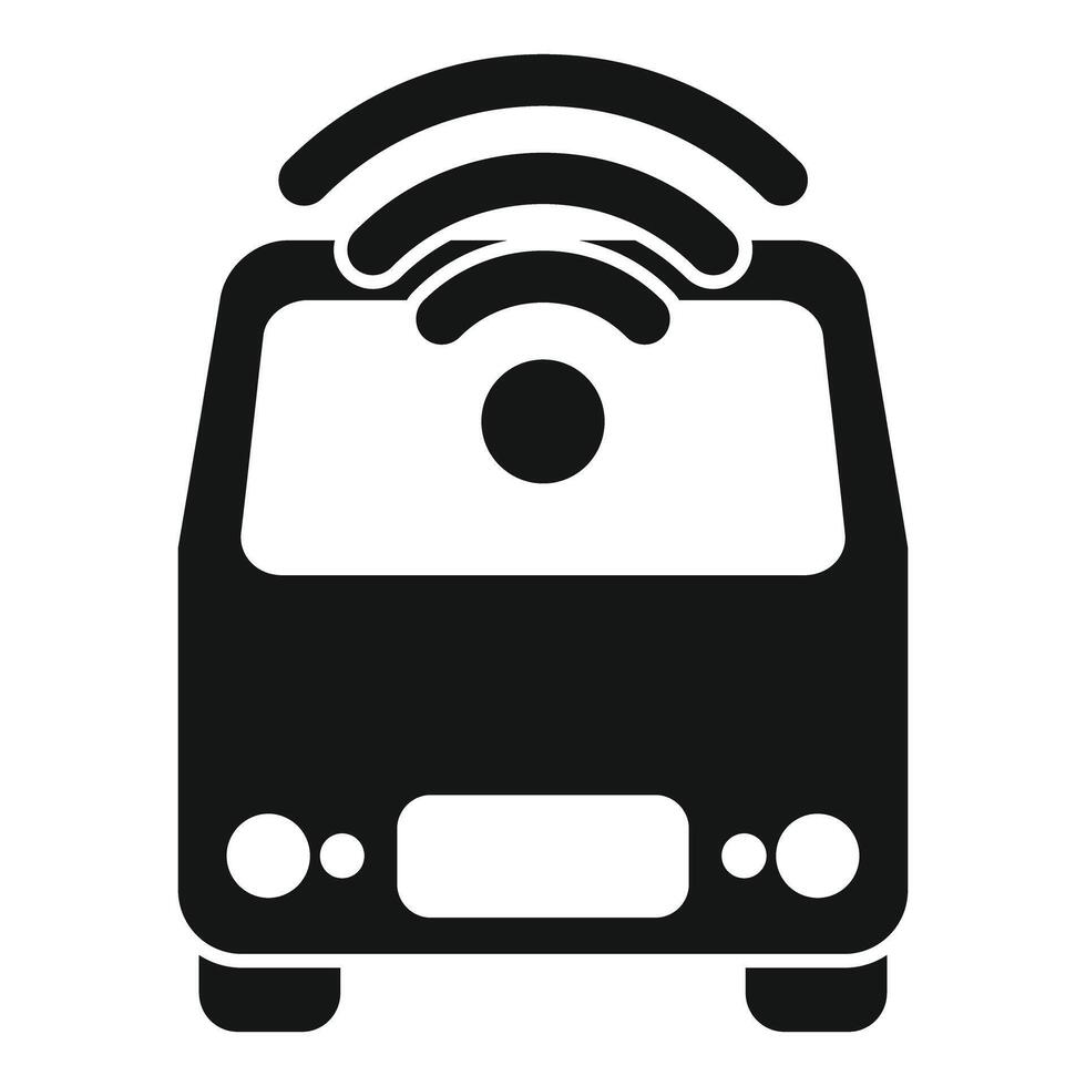 Autonomous self driving bus connecting via wifi icon vector