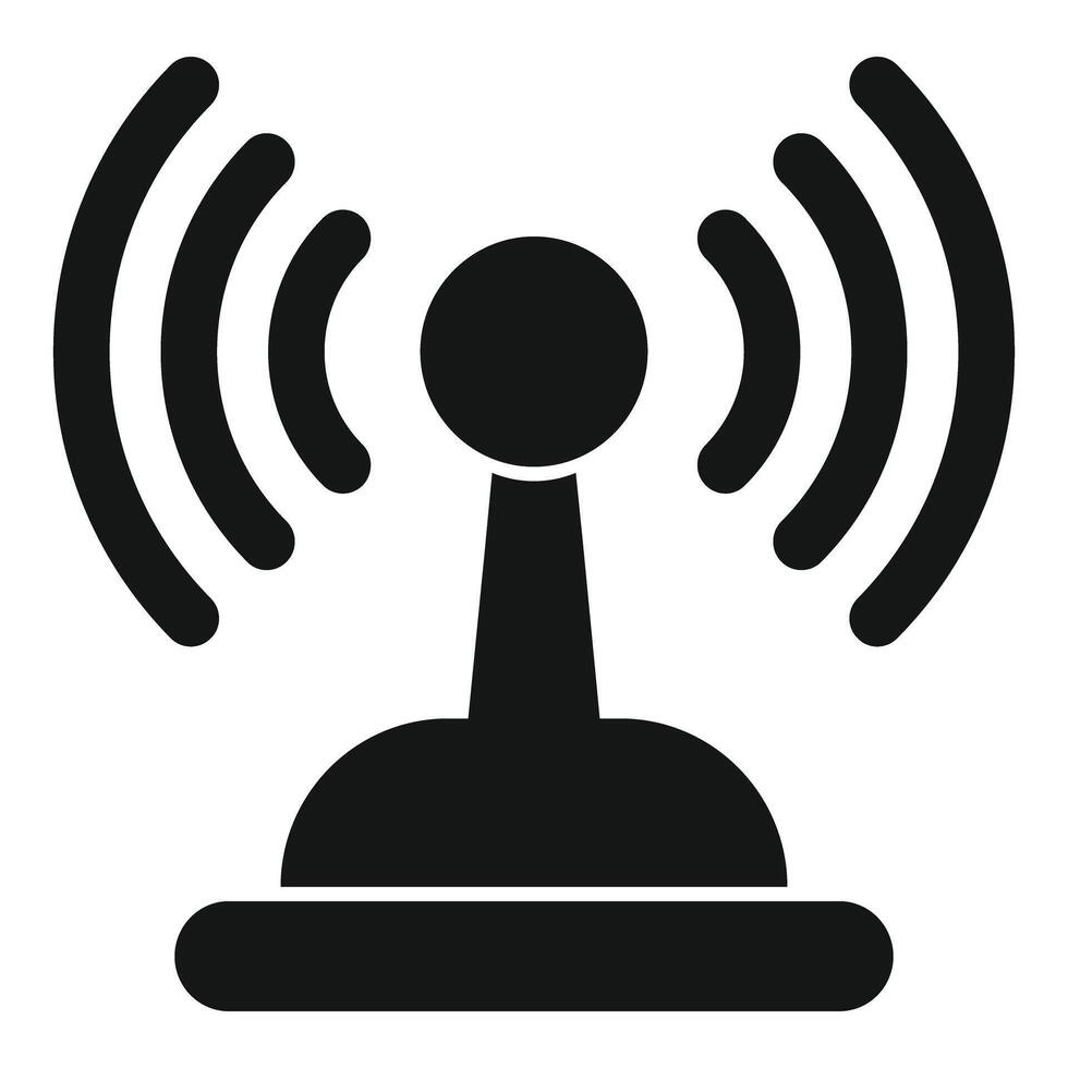 Wireless communication icon showing radio waves transmitting data vector