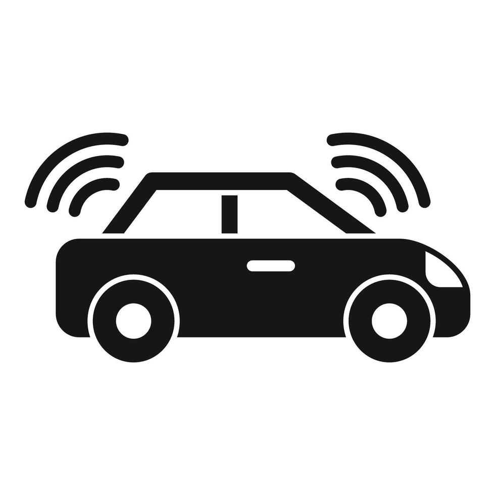 Smart car sending signals using wireless technology icon vector