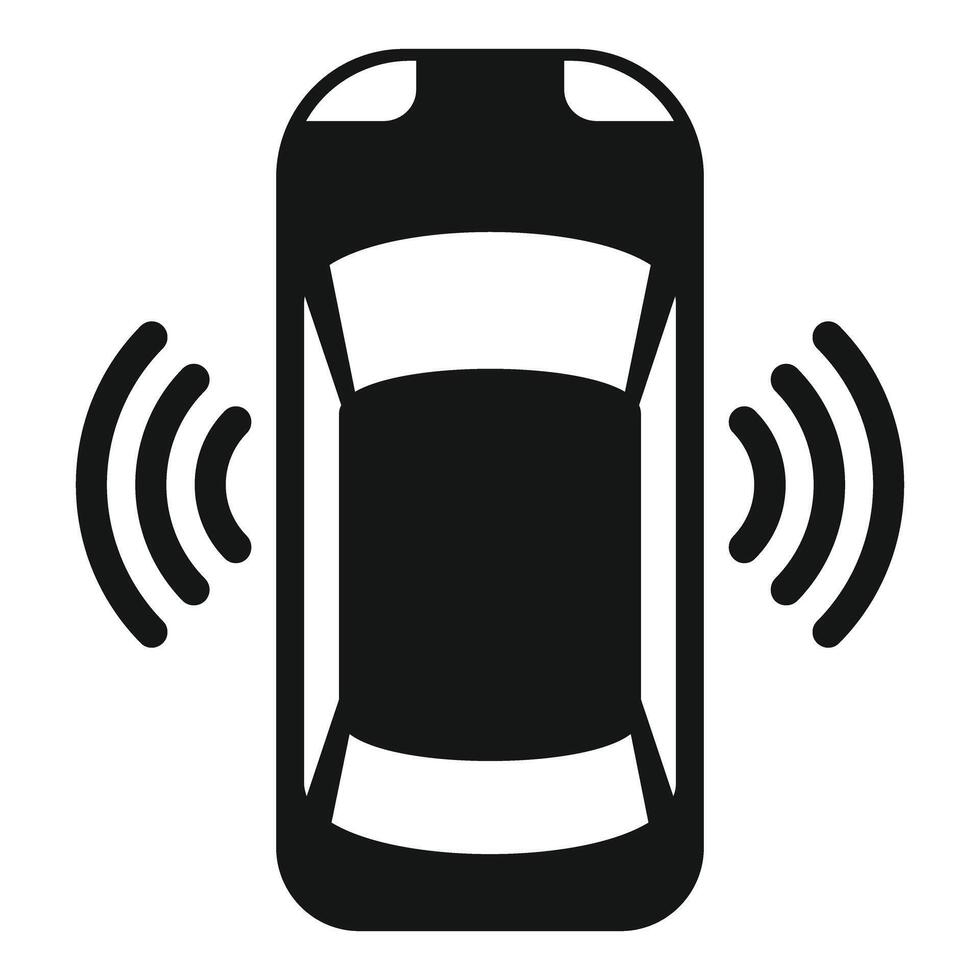 Smart car parking sensor icon showing autonomous vehicle using radar waves for safety features vector
