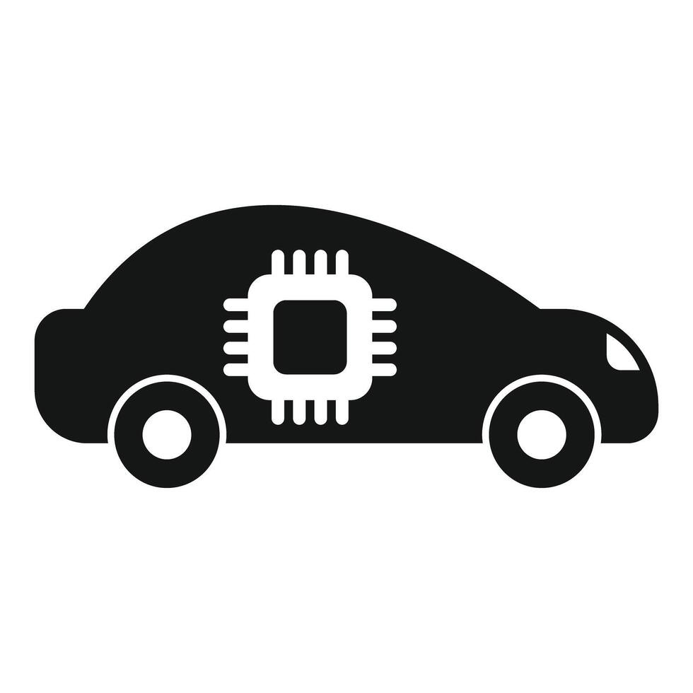 This simple icon represents a smart car incorporating artificial intelligence vector