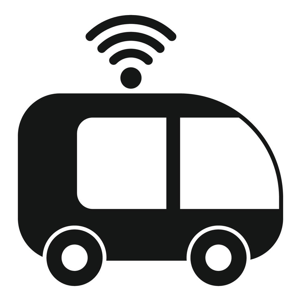 Self driving autonomous bus utilizing wifi icon vector