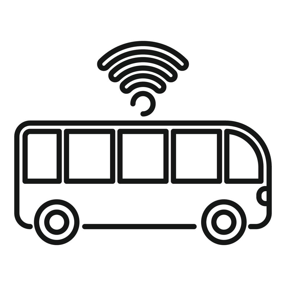 Public transportation icon with bus receiving wifi signal vector