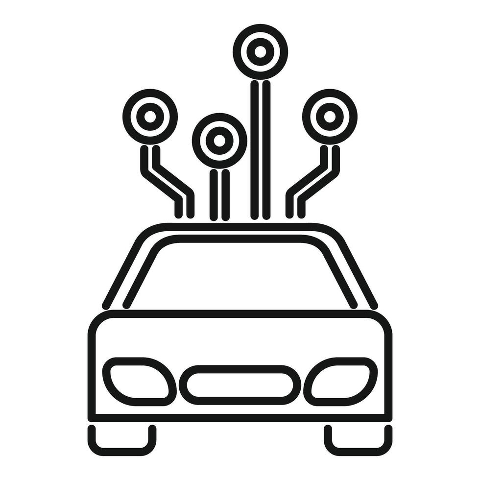 Self driving autonomous car using sensor system icon vector