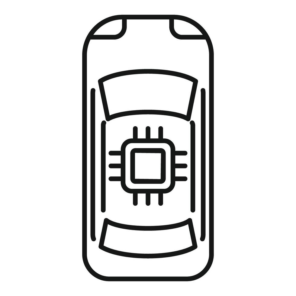 Smart car top view with central processor unit icon vector