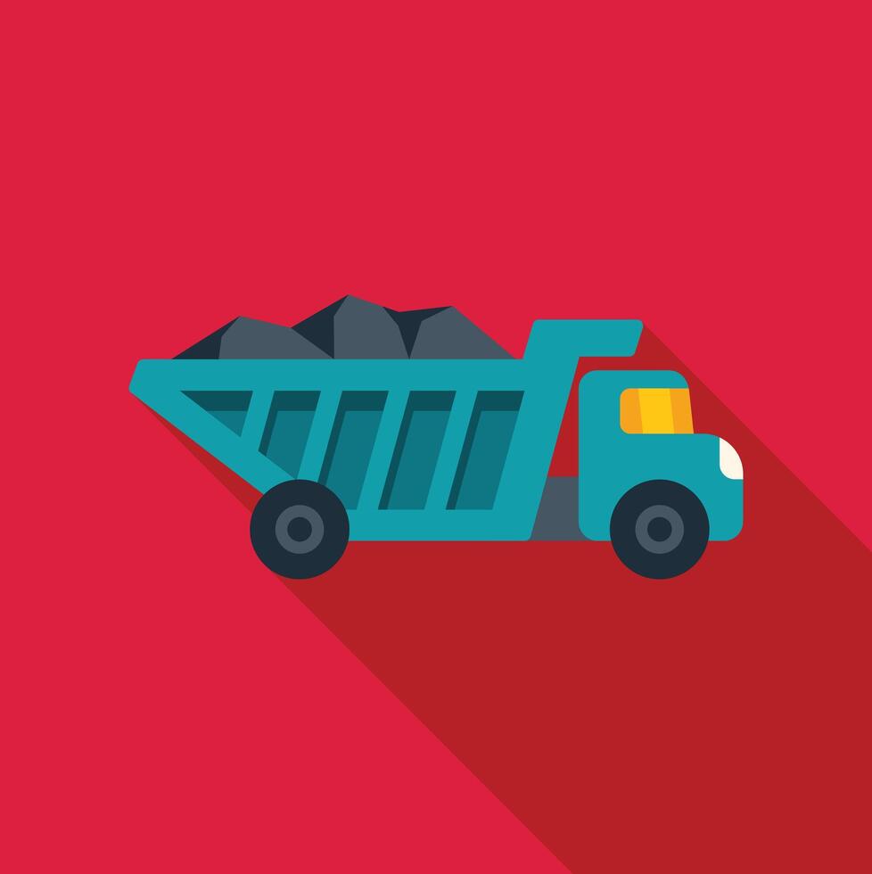 Turquoise mining dump truck transporting coal from mine vector