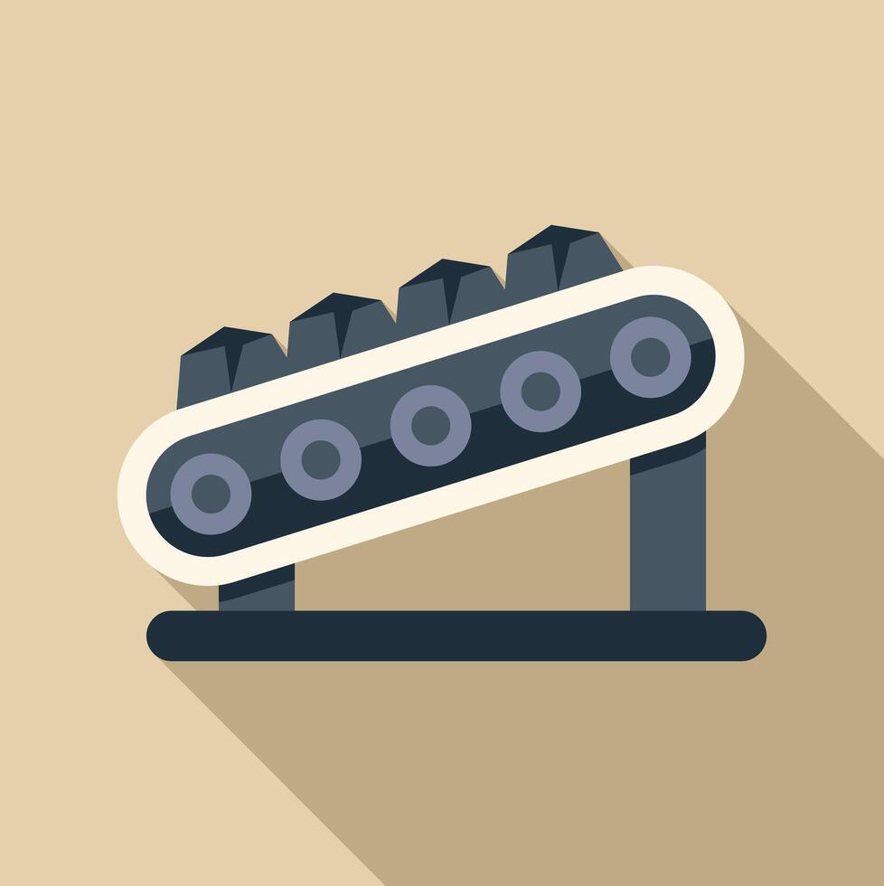 Conveyor belt transporting coal for heavy industry and mining vector