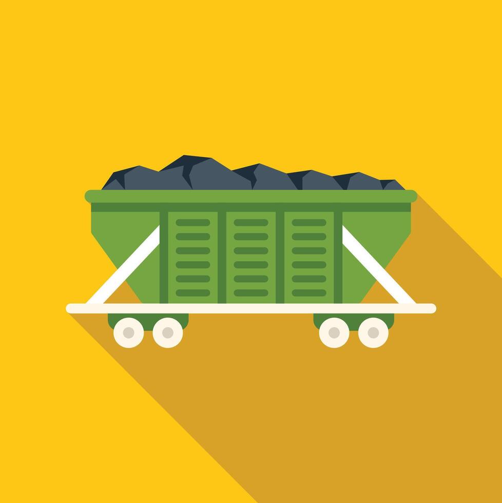 Loaded coal mining rail car delivering fossil fuel vector
