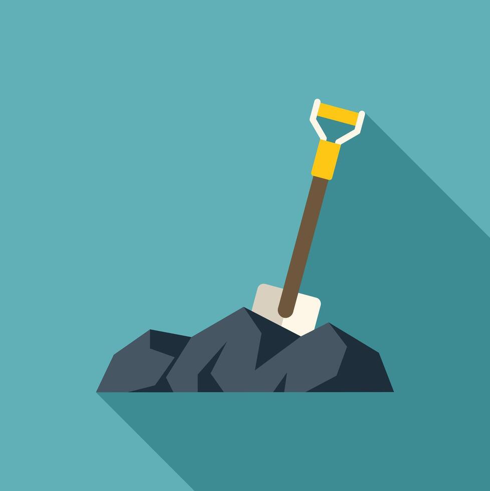 Shovel digging coal mining extraction concept illustration vector