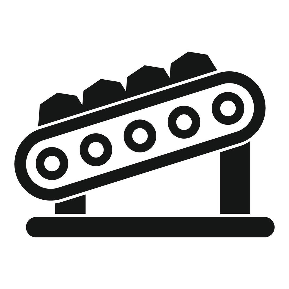 Conveyor belt transporting coal from mine icon vector