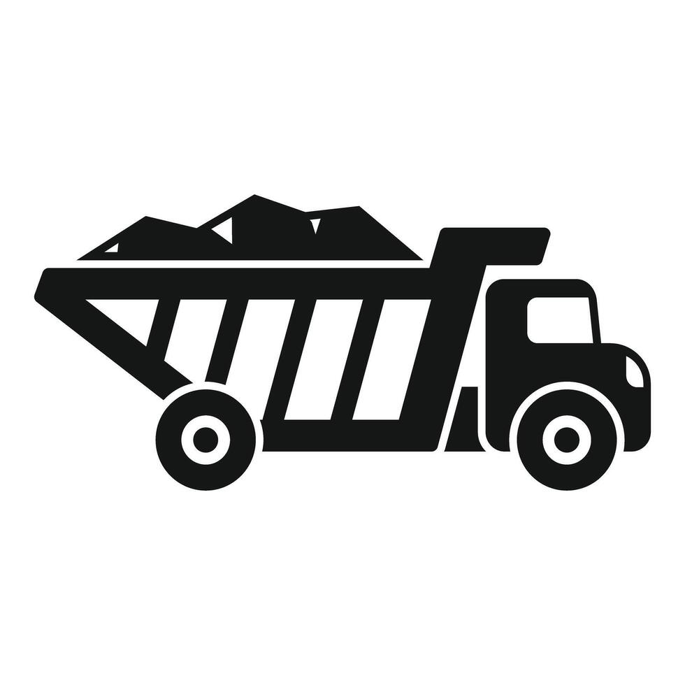 Full tipper truck transporting coal on site icon vector