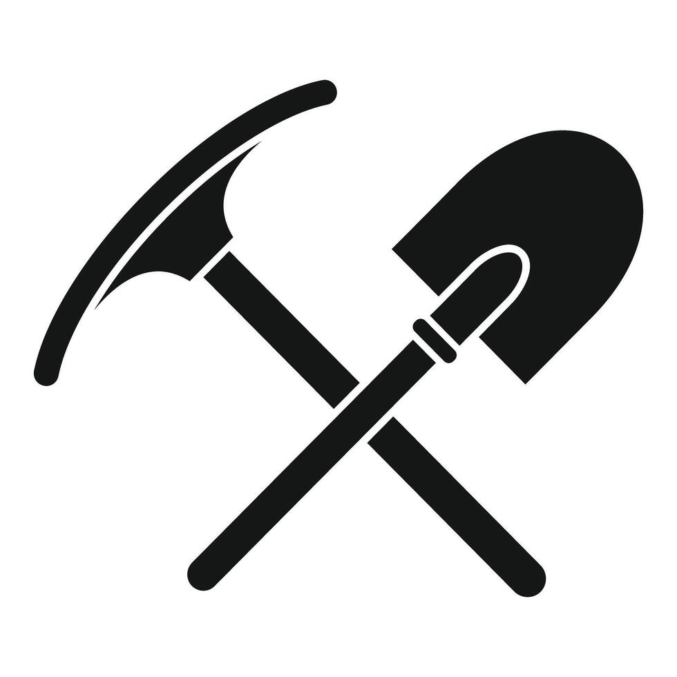 Shovel and pickaxe crossed forming an x shape vector