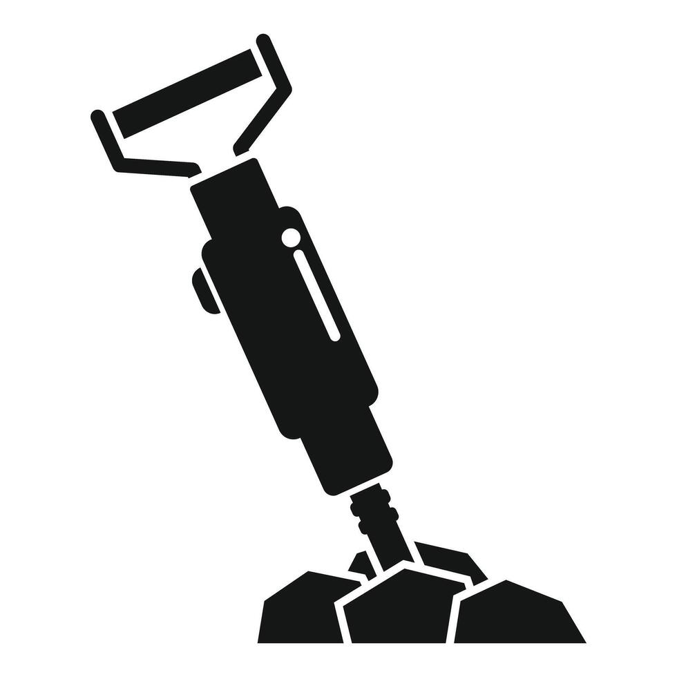 Handheld jackhammer breaking ground for construction icon vector