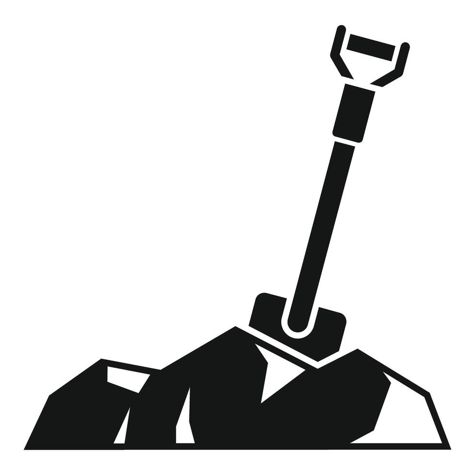 Shovel digging coal illustration icon representing mining industry and manual labor vector