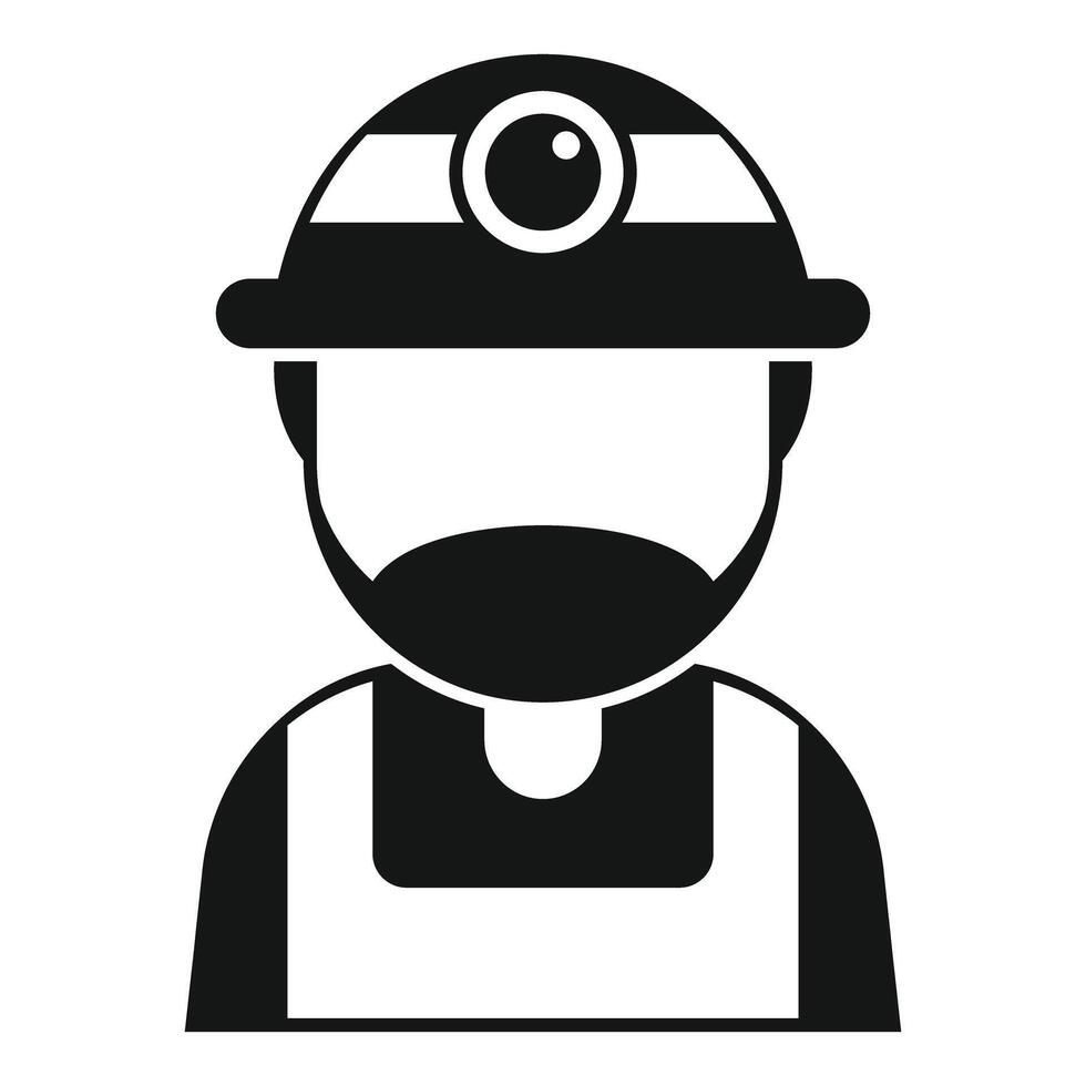 Coal miner wearing helmet with headlamp icon simple style vector