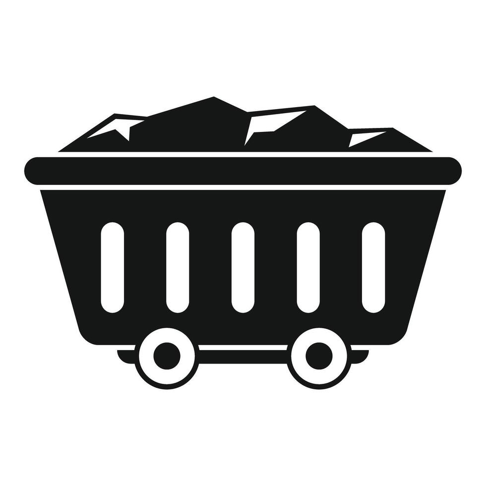 Black silhouette of a mining cart carrying stones vector